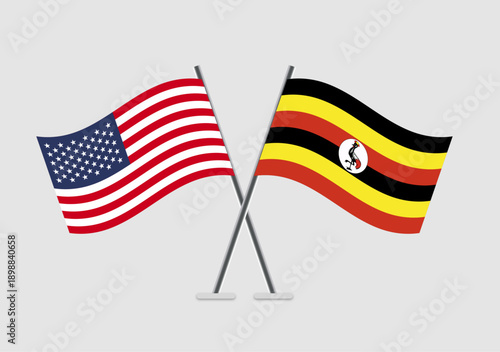 United States and Uganda vector flags ideal for global relations visuals