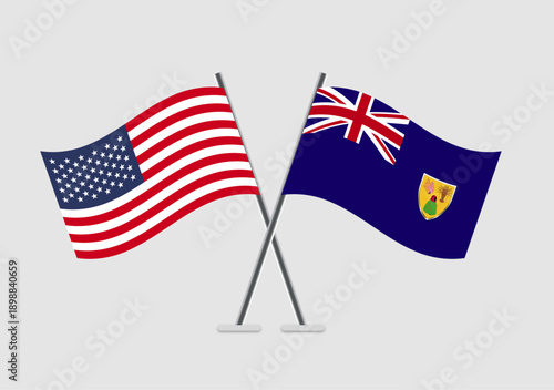 United States and Turks and Caicos Islands vector flags graphic concept for duality