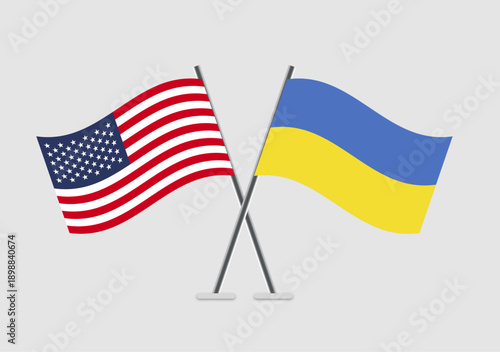 United States and Ukraine vector flags illustration representing alliance