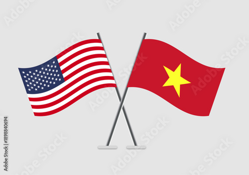 United States and Vietnam vector flags illustration with diplomacy theme