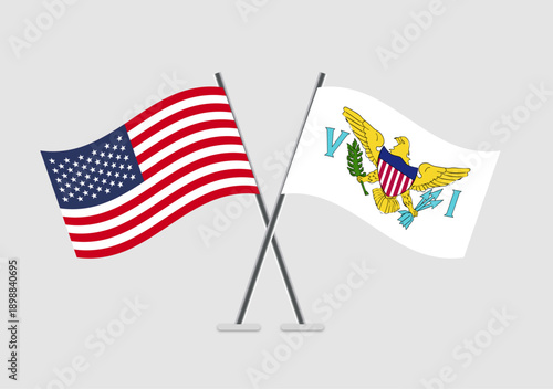 United States and Virgin islands US vector flags in peaceful meeting illustration