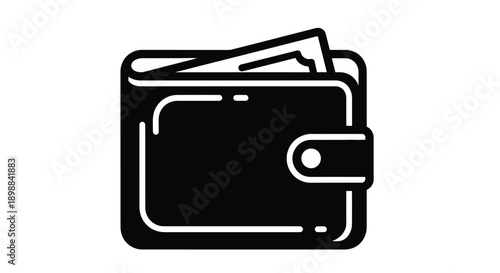 Simple black and white icon of a closed wallet with protruding cards