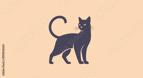 Stylized cat silhouette on beige background