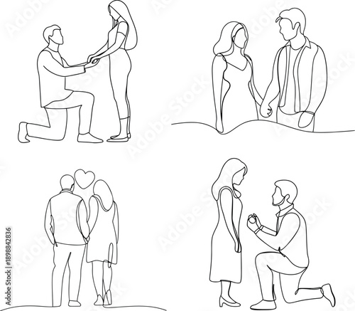 Romantic moments between couples in various scenes