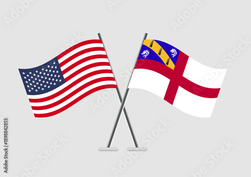 United States and Herm vector flags set on gray minimal background