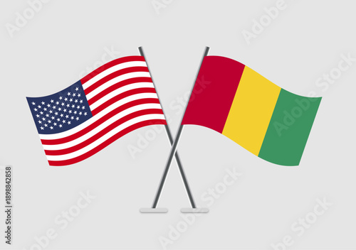 United States and Guinea vector flags artwork with cultural context