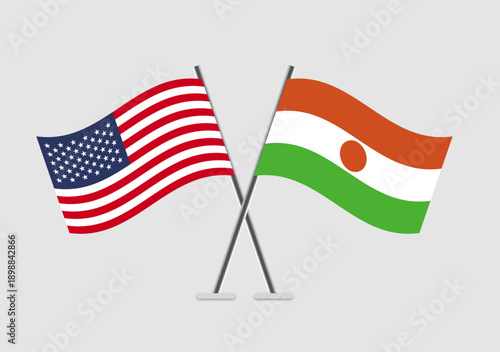 United States and Niger vector flags with simple international vibe