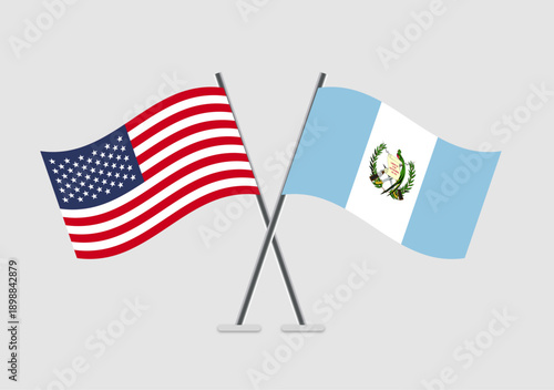 United States and Guatemala vector flags in abstract national theme