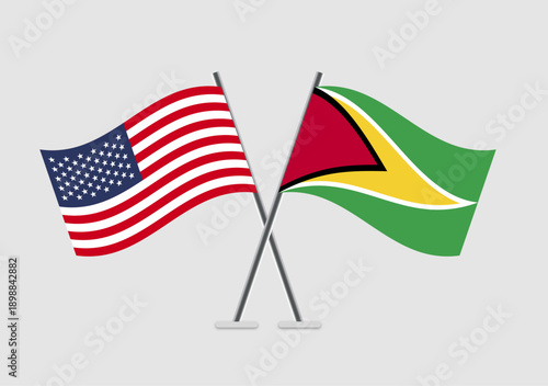 United States and Guyana vector flags vector asset for graphic use