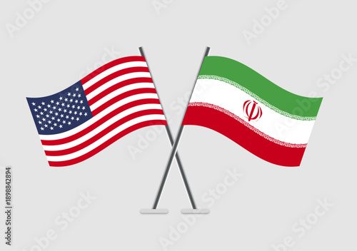 United States and Iran vector flags isolated from background clutter