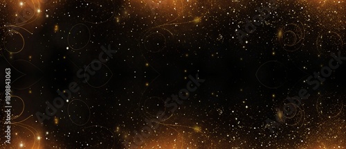 Canvas Print Stunning abstract black and gold background featuring shimmering particles and elegant swirling light effects for celebratory designs