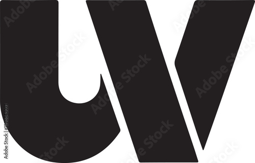 Black Letter U Inside a Shield Shape on a White Background