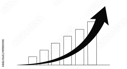 Growth chart depicting upward trend with a black arrow over rising bars