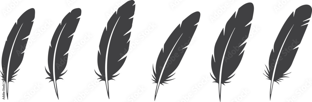 Obraz premium Pen feather icon simple style vector image. Feathers vector set in a flat style. isolated feathers silhouette