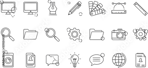 Graphic design web icons in line style