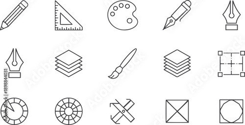 Graphic design web icons in line style
