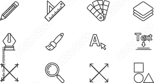 Graphic design web icons in line style