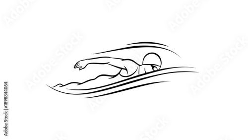 Single Line Freestyle Swimmer — Minimalist Water Sports Line Art Icon