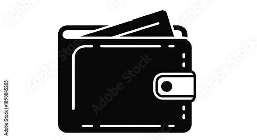 Simple black silhouette of a closed wallet with cash protruding slightly