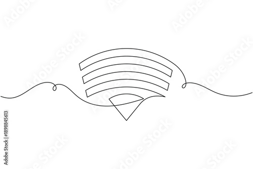 Wi Fi signal icon continuous one line drawing on white background minimalist wireless internet connection symbol outline vector illustration