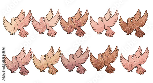 Collection of colorful illustrated birds in various shades and poses