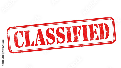 Red classified stamp icon isolated on transparent background