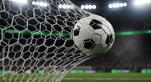 Wallpaper Mural Soccer ball hitting the net during decisive goal moment, freeze action photography Torontodigital.ca