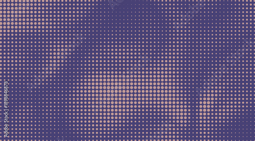 Purple halftone pattern background with abstract tan gradient dots in decorative retro style