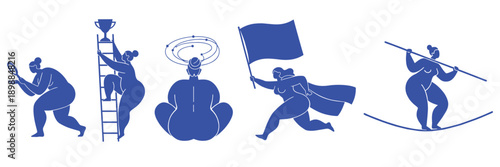 Abstract illustration of business women in professional poses for leadership and corporate concepts