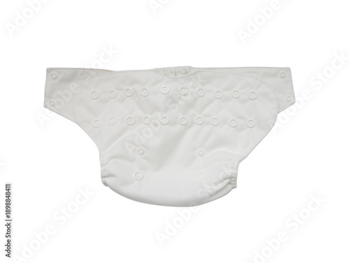 Top view of washable reusable baby diaper with buttons isolated on white