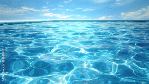 Azure water surface with sun reflections