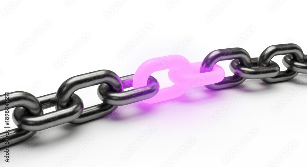 Obraz premium Chain with One Pink Link