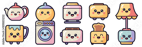 Adorable cartoon home icons in pastel colors – Perfect for youth-oriented apps, fun stationery, or cheerful graphic resources.