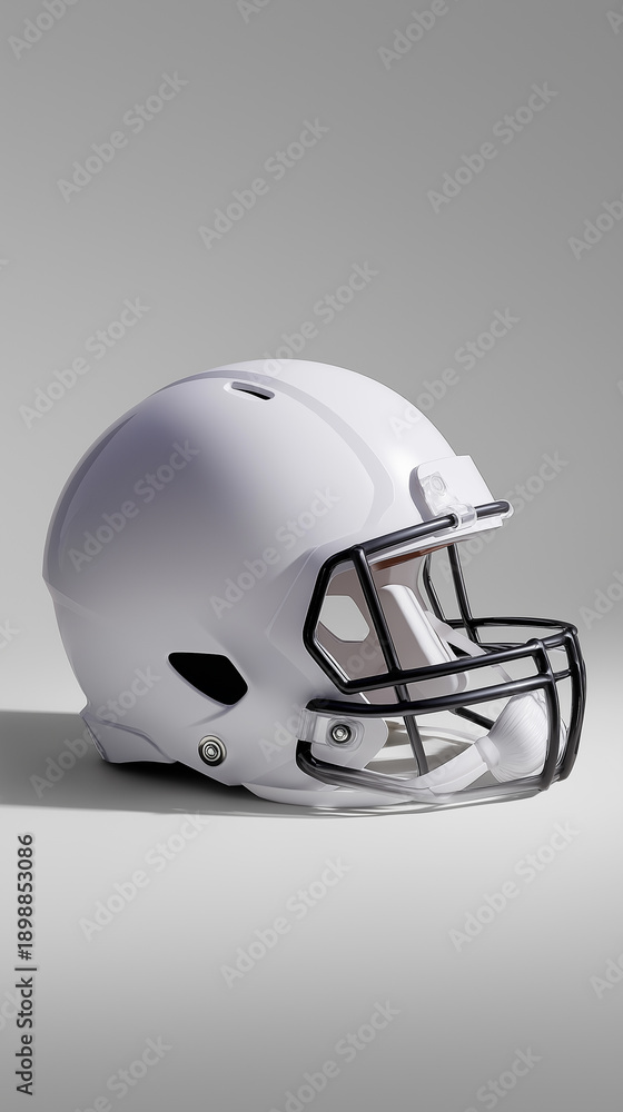 Fototapeta premium White American football helmet isolated on a neutral background 