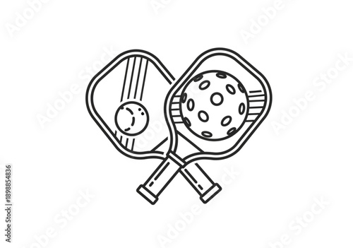 Pickleball paddles and ball illustration for sports enthusiasts