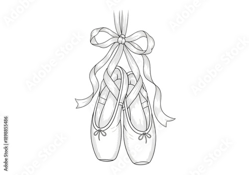 Elegant ballet shoes tied with ribbon, perfect for dance and performance themes