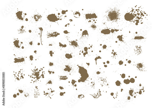 Set of blots. brown blot isolated on white background. Hand drawn. Not AI, vector illustration.