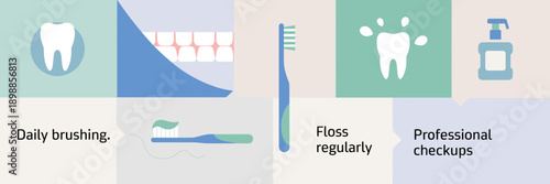Modern oral hygiene layout infographic - Great for healthcare brochures, dental websites, or school health posters.