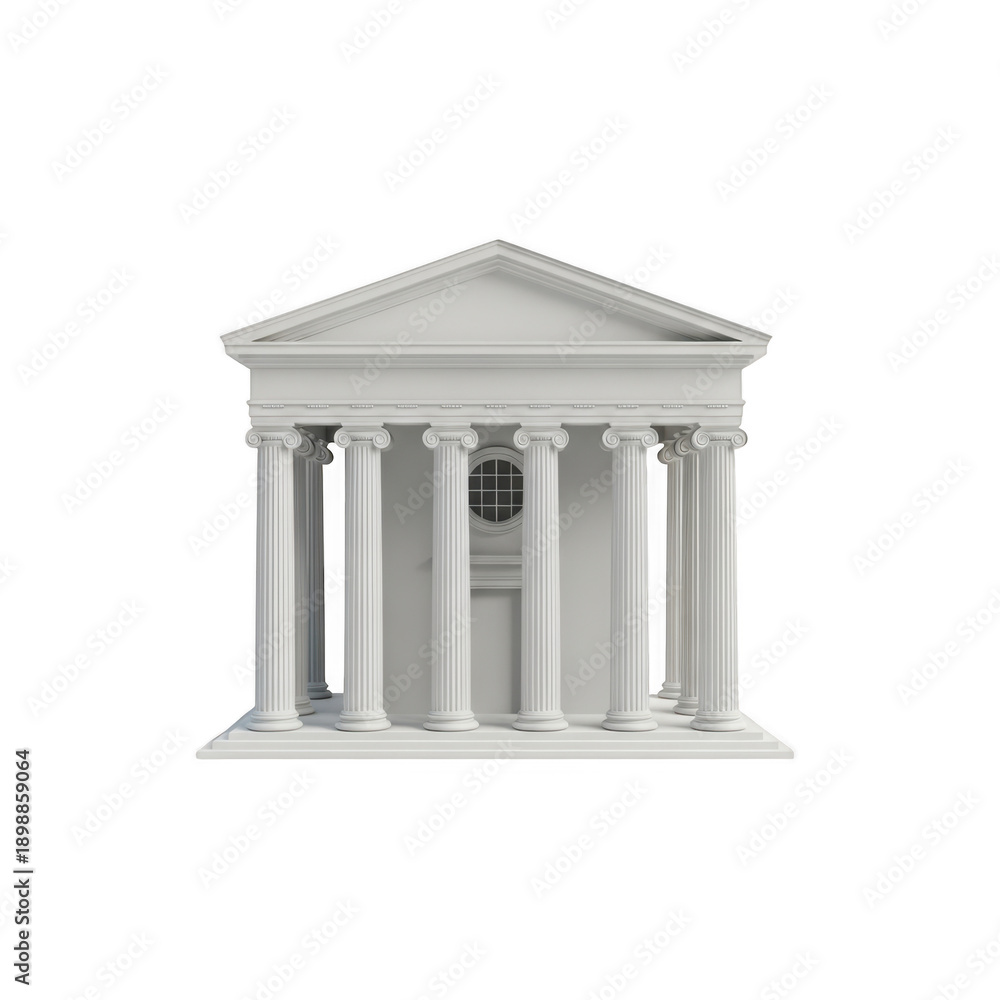 Obraz premium White greek temple icon isolated on transparent background