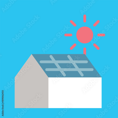 太陽光ソーラーパネルのカラーアイコン