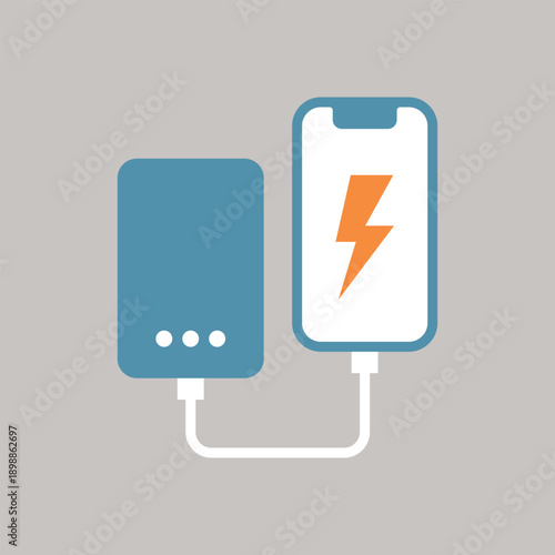 スマートフォンと充電器のカラーアイコン