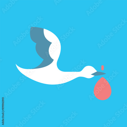 コウノトリのカラーアイコン