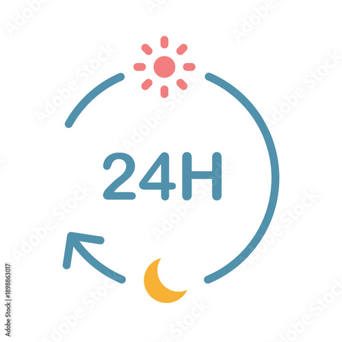 24時間のカラーアイコン