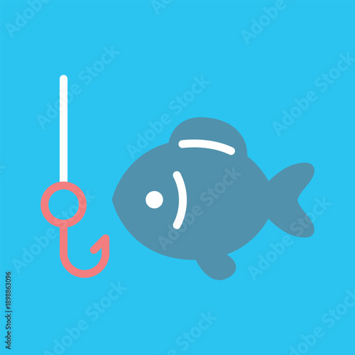 魚釣りのカラーアイコン