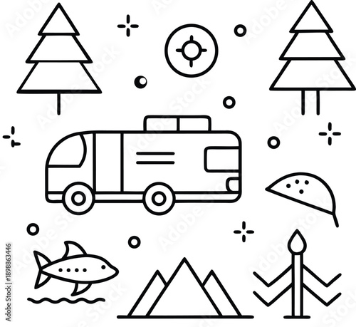 set of camping icons