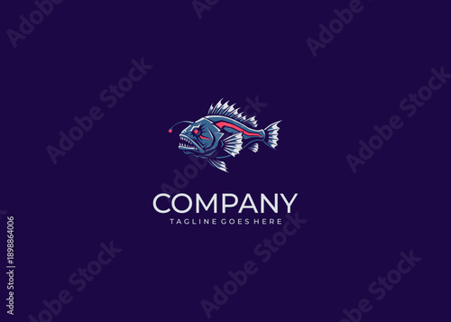Anglerfish mascot logo vector illustration for gaming esports branding dark ocean creature modern aggressive identity design concept