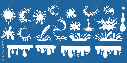 White Water Splash Silhouettes 24 Liquid Motion and Fluid Shape Elements for Dynamic Design Layouts