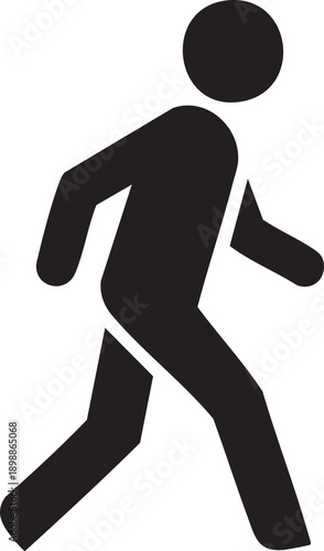 A person is walking quickly, illustration of a human figure in motion, viewed from the side