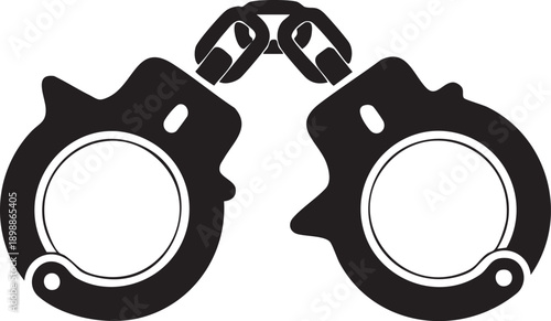 Handcuffs illustration on a white background viewed from the front