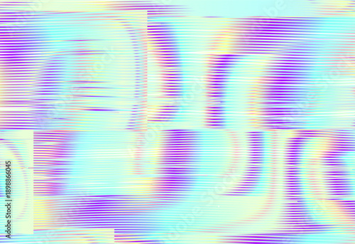 Neon colour glitchy geometric abstract vector background of stripes and lines. Holographic background for wall art, wallpaper, wall panel, textile, poster, interior decor. 